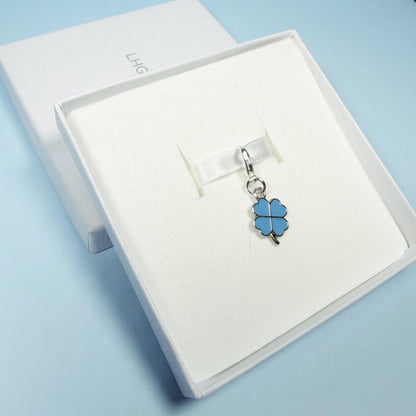 Something Blue gift for bride, Something Blue for wedding, Blue four leaf clover bouquet charm, Something blue good luck charm keepsake