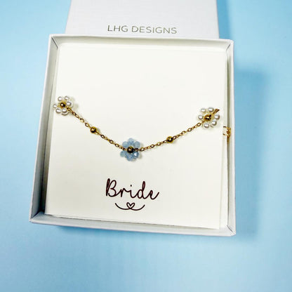 Something Blue Bridesmaid bracelet, Best friend Bracelet Gifts, something blue bridal shower, Bridesmaid jewellery proposal, flower girl gifts
