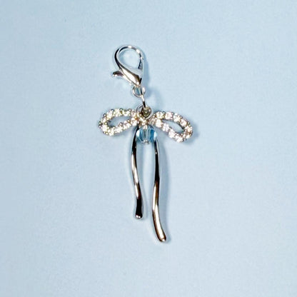 Something blue bow charm gift for bride Bow blue charm for wedding something blue bouquet charm wedding day bridal shower gift blue crystal