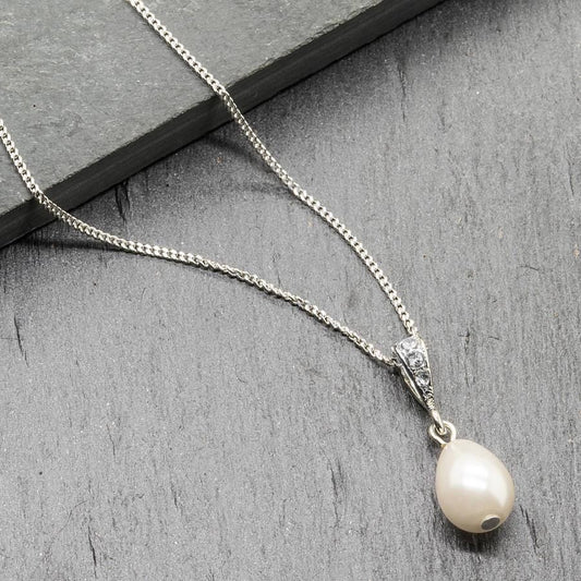 Single Real Pearl Necklace, Freshwater Pearl Pendent Necklace, Bridal Jewelry, Wedding Necklace, Christmas Necklace, Bridesmaid Gift for Her