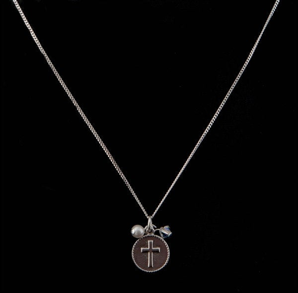 Birthstone 1st Communion necklace, Cross birthstone necklace, 1st communion gift for girls, Girls Holy communion cross necklace, birthstone