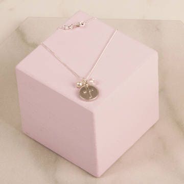 Birthstone 1st Communion necklace, Cross birthstone necklace, 1st communion gift for girls, Girls Holy communion cross necklace, birthstone