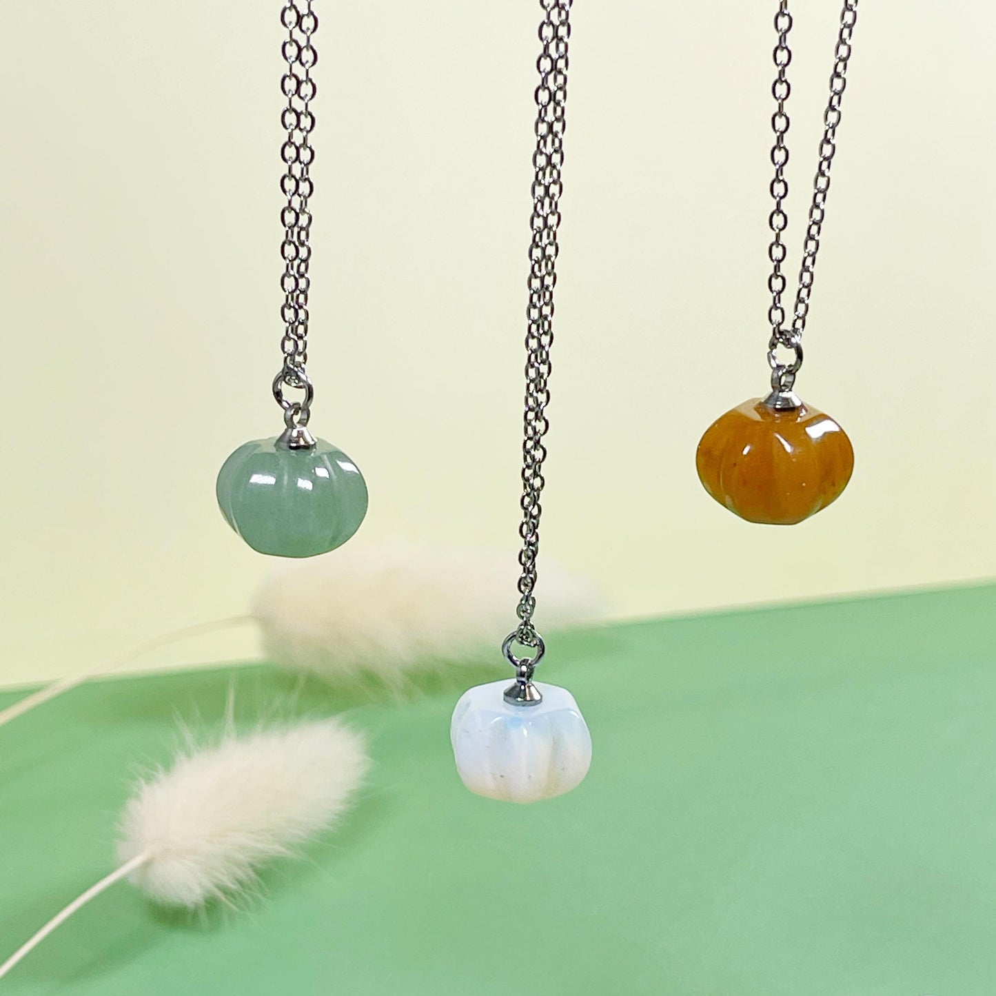 Pumpkin gemstone silver necklace, Halloween gift, Autumn jewelry, Halloween Jewelry, Opal necklace, Pumpkin necklace