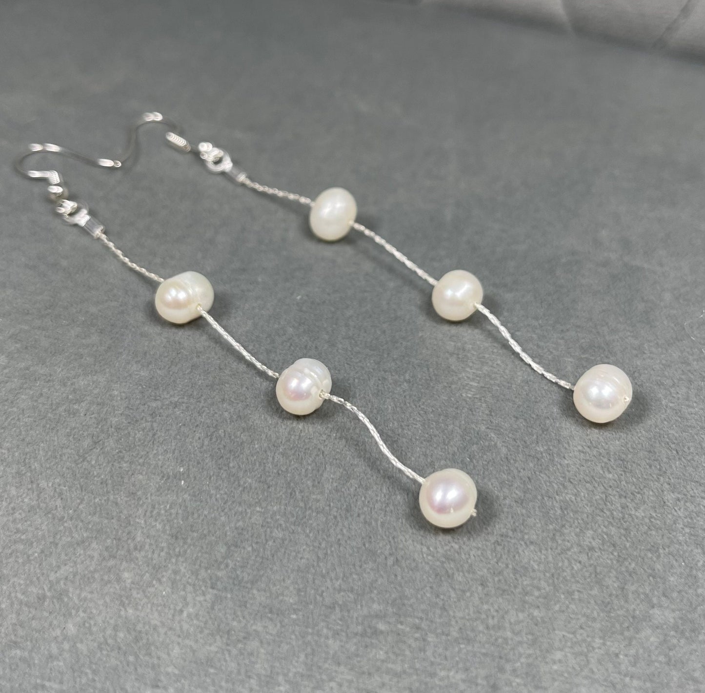 Natural Fresh Water Pearl Drop Earrings, Dainty Dangle Pearl Earrings, Bridal Jewellery, Multiple Pearl, Wedding Earrings, Bridesmaid Gift
