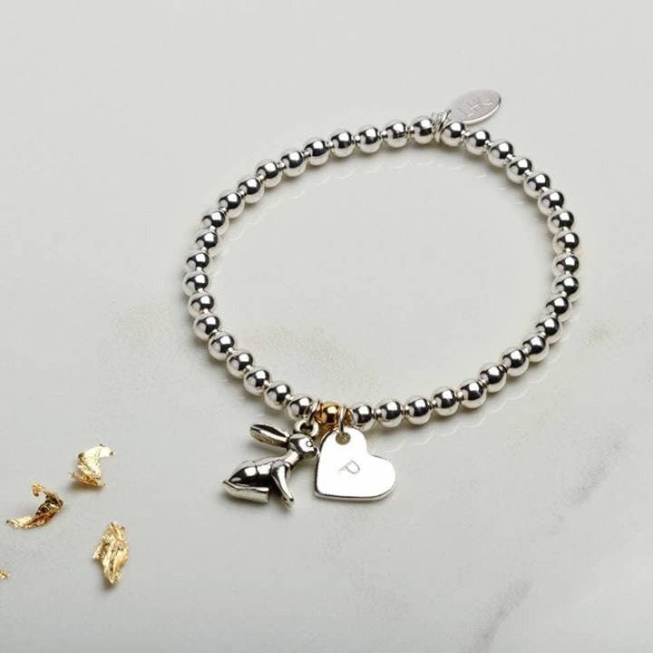 Personalised Bunny Rabbit Charm Bracelet Gift For Girls, Birthday gift for her, Easter gift for girls, kids, children, Good Luck Exams,
