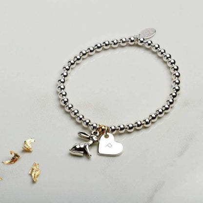 Personalised Bunny Rabbit Charm Bracelet Gift For Girls, Birthday gift for her, Easter gift for girls, kids, children, Good Luck Exams,