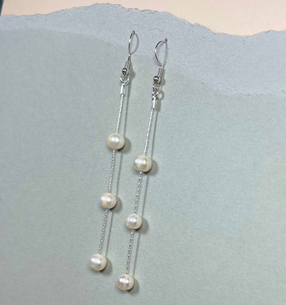 Freshwater Pearl Bridal Drop Earrings and Bracelet jewellery set, Bridal Pearl Earrings & Bracelet set, Wedding Earrings and bracelet set,