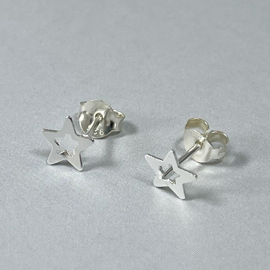 Star Stud Earrings, Open star stud sterling silver earrings, Children's earrings, dainty earrings, Christmas gift for her, Birthday gift
