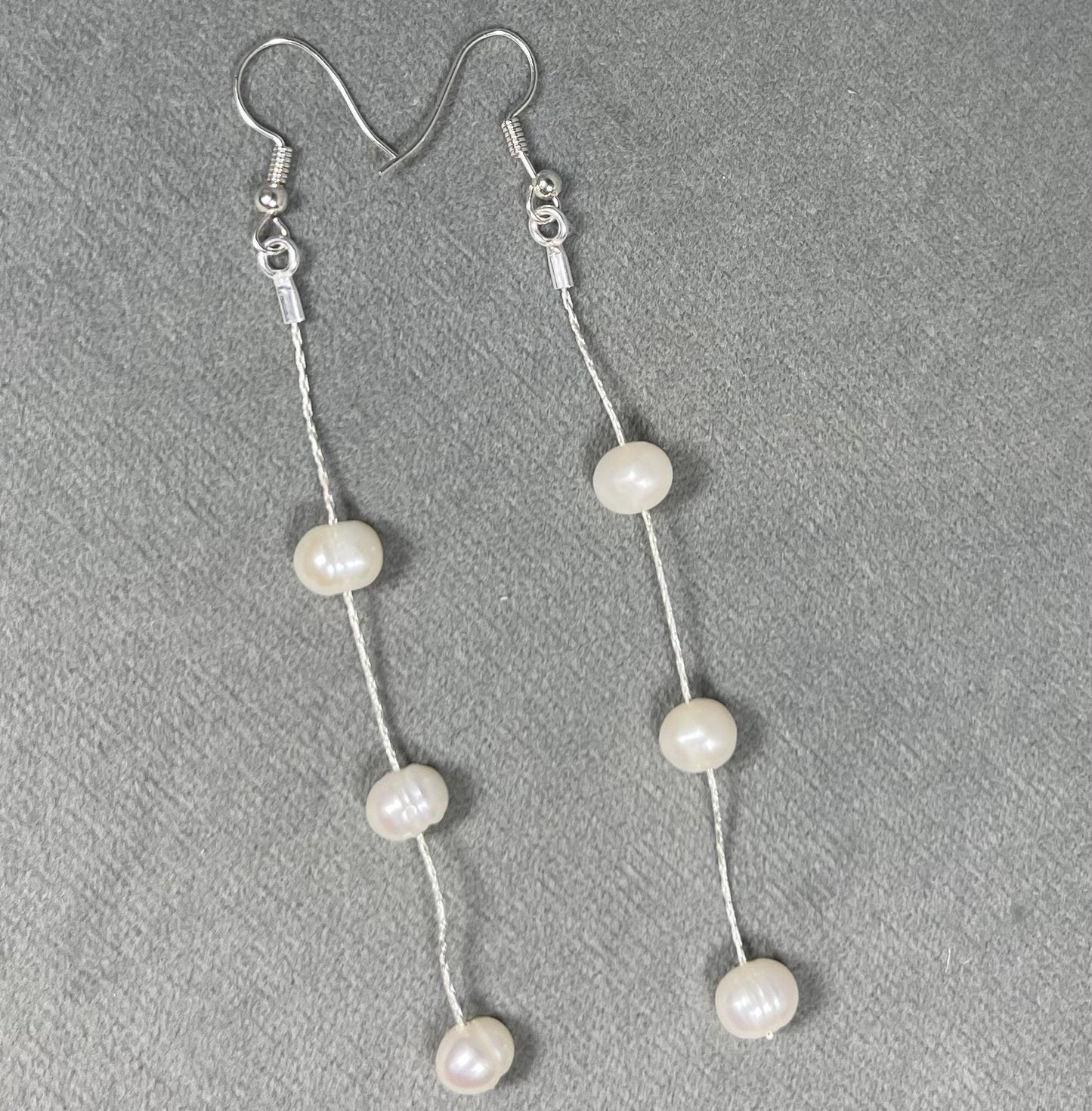 Natural Fresh Water Pearl Drop Earrings, Dainty Dangle Pearl Earrings, Bridal Jewellery, Multiple Pearl, Wedding Earrings, Bridesmaid Gift