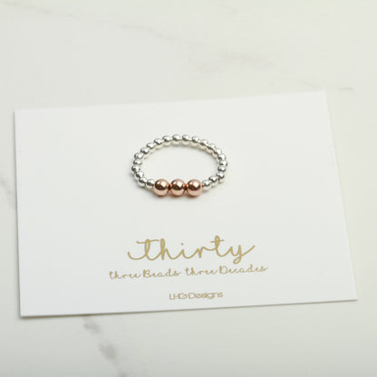 21st, 30th, 40th, 50th birthday gift for her, sterling silver rose gold stacking stretch ring, milestone birthday gift for women