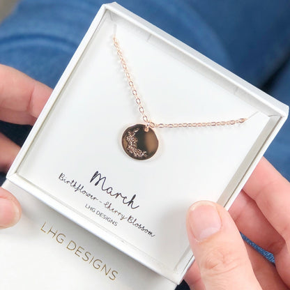 Mother’s Day Gift, Mothers day Personalised Necklace, Mothers day Initial necklace, Flower Cherry blossom necklace, Birthday gift for mum,