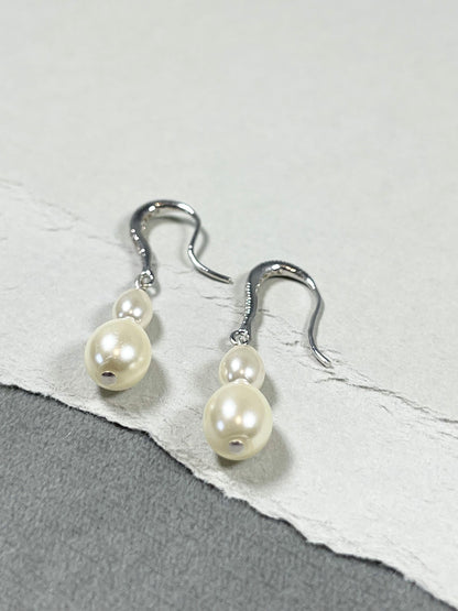 Pearl Drop Earrings with Diamond, Bridal Earrings, Wedding Earrings for Brides, Pearl Jewelry, Bridesmaid Gift, Gift for Her, Teardrop pearl
