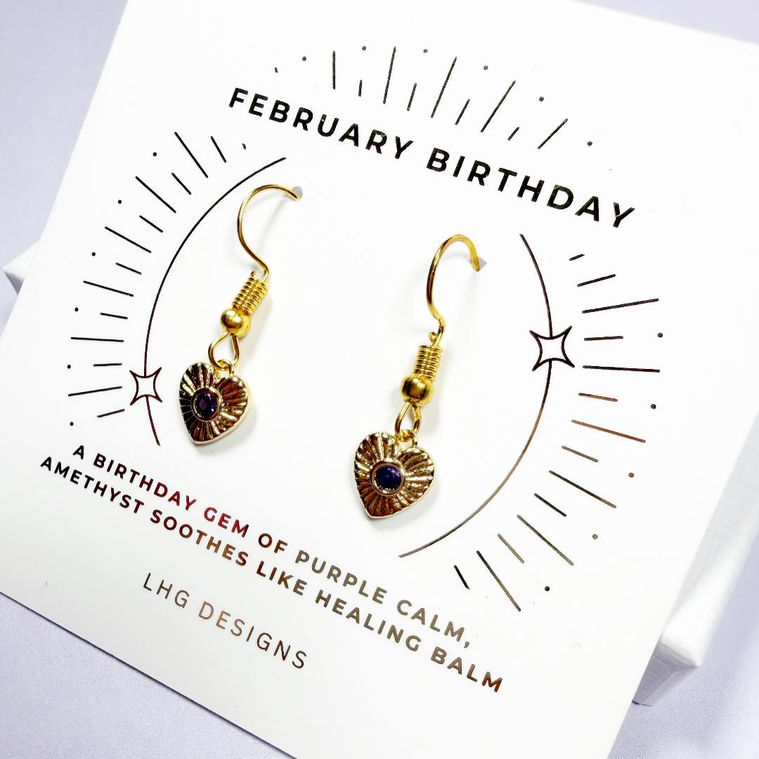 February Birthstone Amethyst Earrings