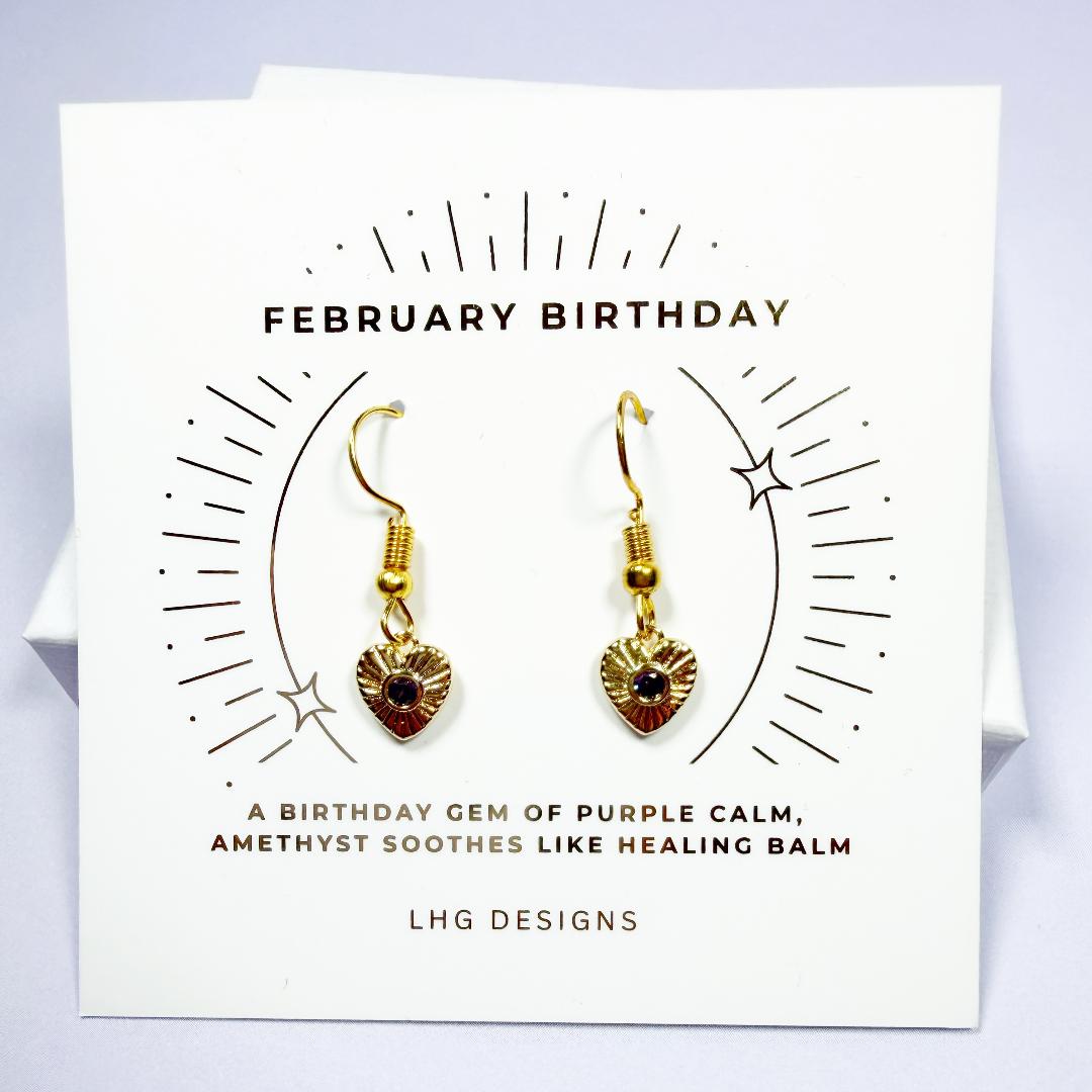 February Birthstone Amethyst Earrings