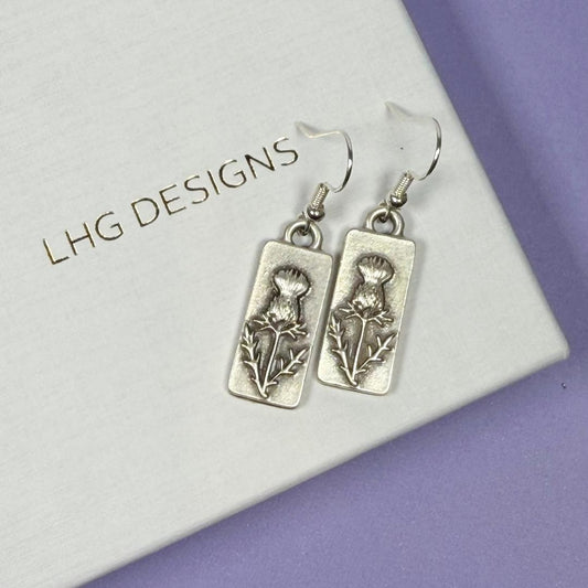 A gift of a Thistle Earrings- Silver plated Scottish gift