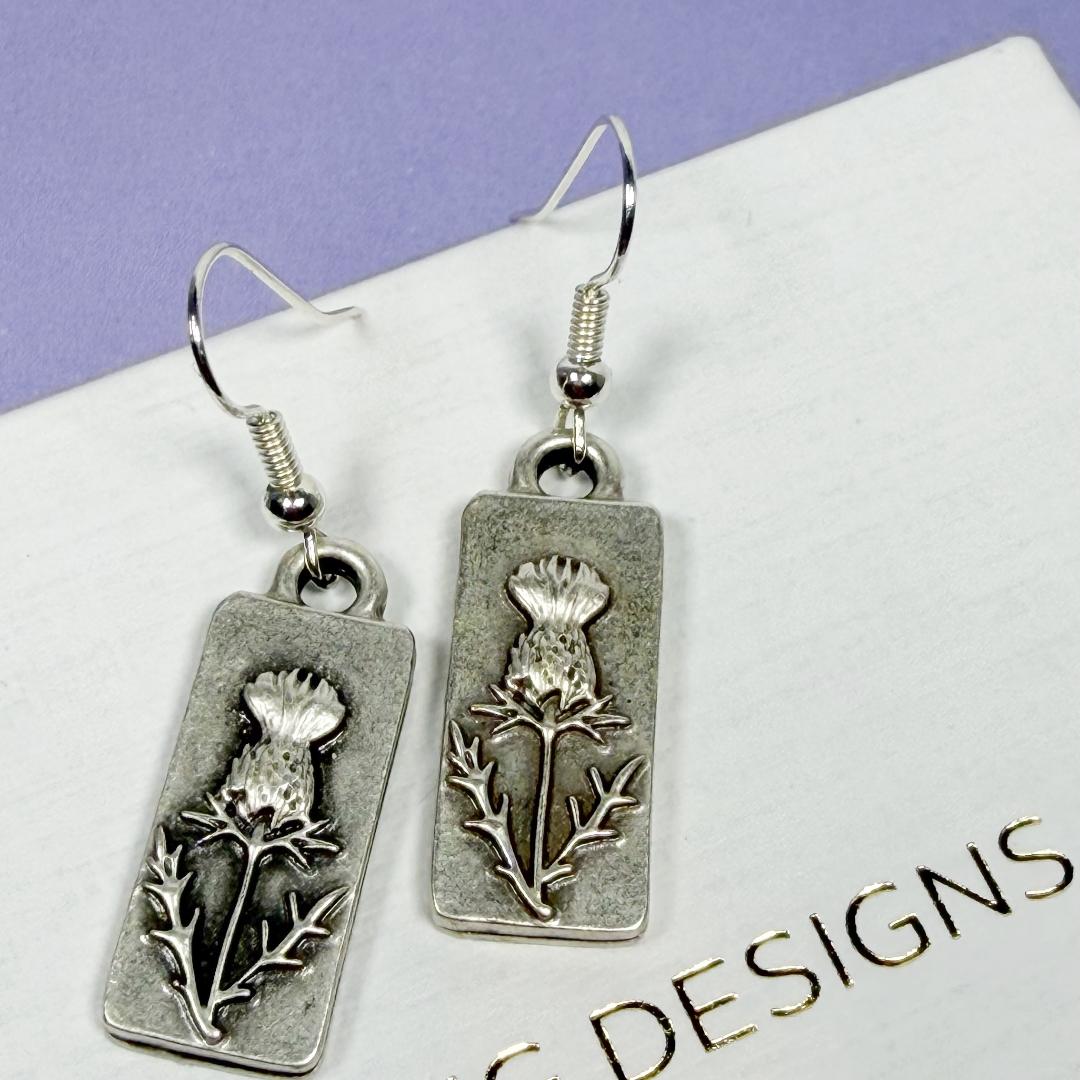 A gift of a Thistle Earrings- Silver plated Scottish gift