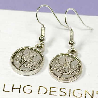 Caledonia Thistle Earrings- Silver plated Scottish gift