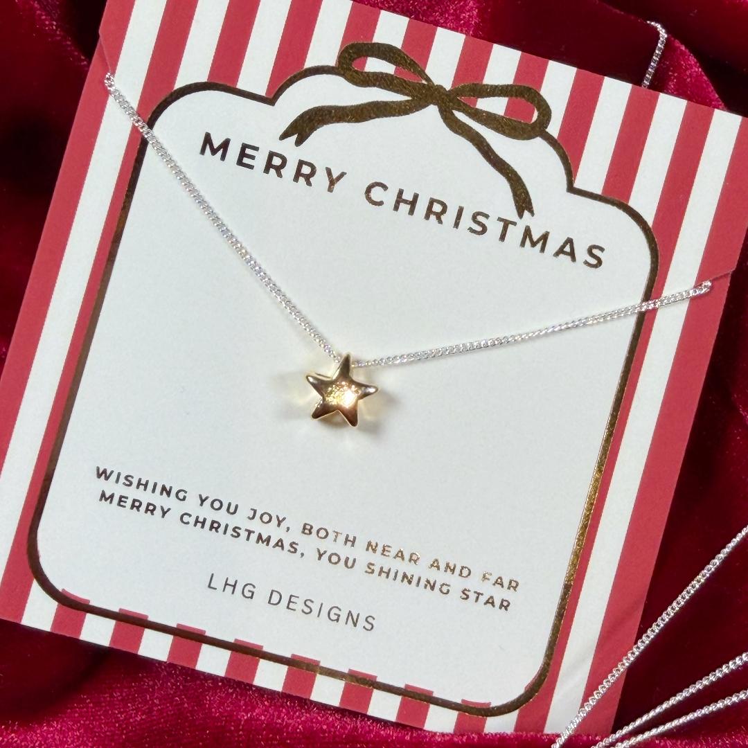 Merry Christmas Star necklace gift